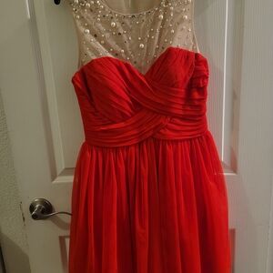Elegant Red Kids Dress with Beaded Bodice